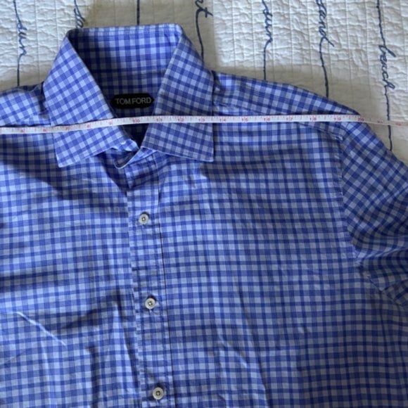 Tom Ford Blue Check Dress Shirt in Sz 43 EUC - Picture 10 of 11